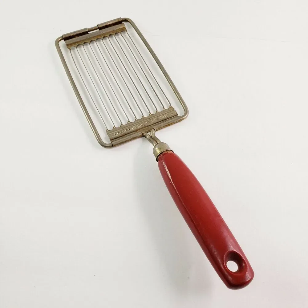 Vtg Ekco Slicer Red Wood Handle Cheese Tomato Kitchen Utensil Gadget USA